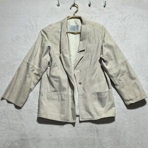 Vintage Surrey Classic Of Canada Blazer Suede Leather Beige Women's Fits Size M